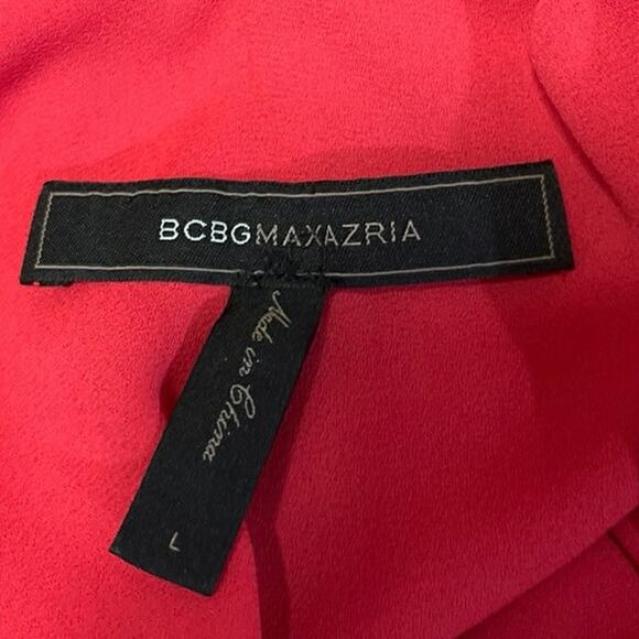 BCBGMaxazria Shana Red Sleeveless V-neck Cami High Low Mini Tank Shift Dress L - Picture 7 of 8